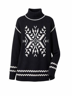 T by Talbots Sweater Thermolite Snowflake Black White Turtleneck Sweater Sz PL